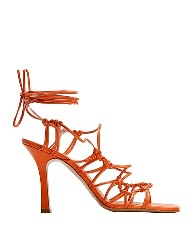 8 by YOOX Sandals SPAGHETTI STRAP LACE-UP SANDALS
 Orange 60% Polyester, 40% Polyurethane