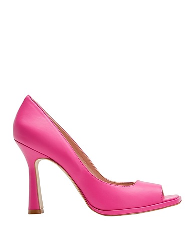 8 by YOOX Décolleté LEATHER SQUARE OPEN-TOE PUMPS
 Fucsia 100% Pelle