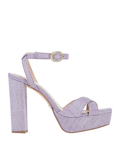 PEDRO MIRALLES Sandals Mauve Textile fibers, Natural raffia