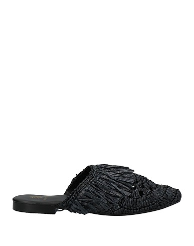 DE SIENA Mule e zoccoli Nero Rafia naturale
