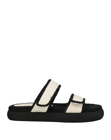 LUCA VALENTINI Sandals White Soft Leather, Textile fibres
