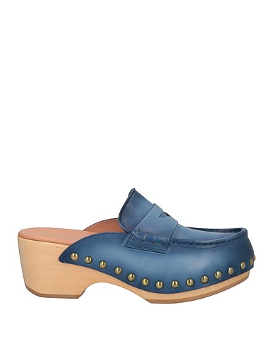 SANTONI Mules and clogs Blue Soft Leather