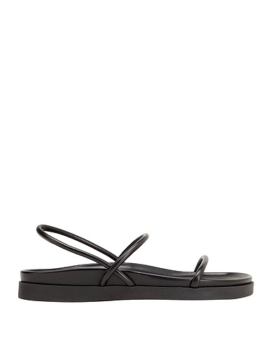 8 by YOOX Sandals STRING FLAT SANDALS
 Black 60% Polyester, 40% Polyurethane