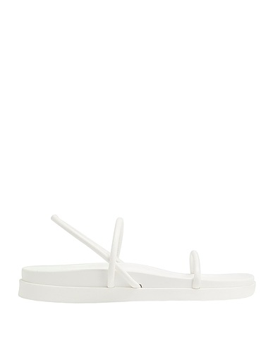8 by YOOX Sandals STRING FLAT SANDALS
 White 60% Polyester, 40% Polyurethane