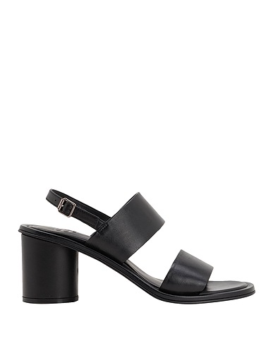 8 by YOOX Sandals LEATHER BLOCK HEEL SANDALS Black 100% Ovine leather