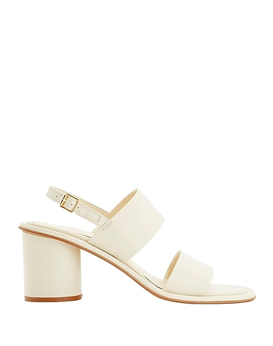 8 by YOOX サンダル LEATHER BLOCK HEEL SANDALS アイボリー 羊類革 100%