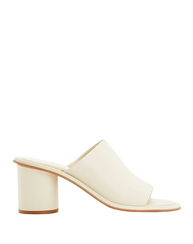 8 by YOOX Sandals LEATHER BLOCK HEEL MULES Ivory 100% Ovine leather