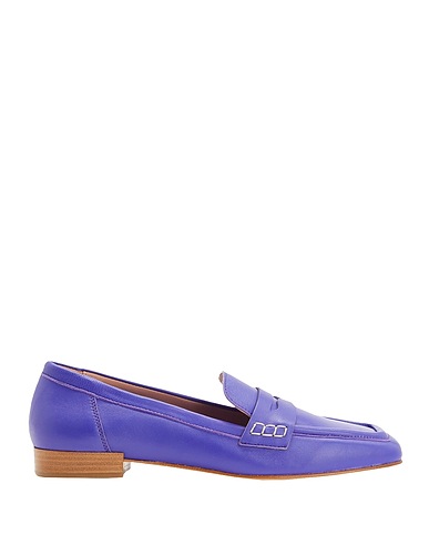 8 by YOOX Loafers LEATHER SQUARE TOE PENNY LOAFERS
 Purple 100% Sheepskin