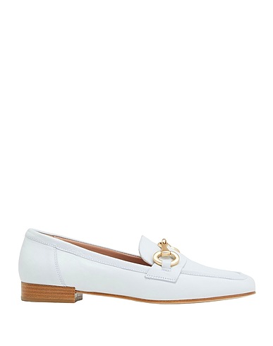 8 by YOOX Loafers LEATHER SQUARE TOE PENNY LOAFERS WITH HORSEBIT
 White 100% Sheepskin