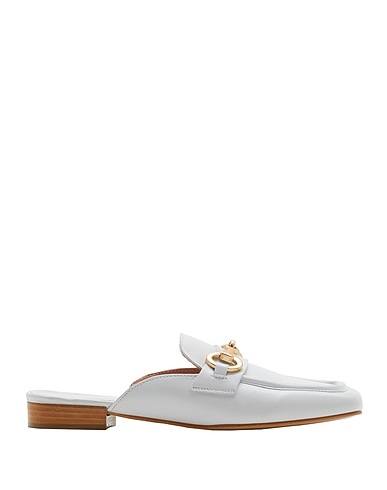 8 by YOOX Mules and clogs LEATHER SQUARE TOE PENNY LOAFERS WITH HORSEBIT
 White 100% Sheepskin