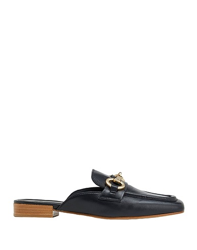 8 by YOOX Mules and clogs LEATHER SQUARE TOE PENNY LOAFERS WITH HORSEBIT
 Black 100% Sheepskin