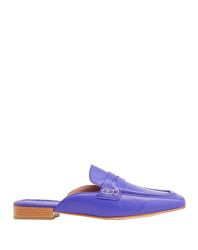 8 by YOOX Mules and clogs LEATHER SQUARE TOE PENNY LOAFERS
 Purple 100% Sheepskin