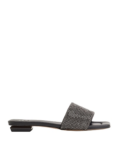 8 by YOOX Sandals RHINESTONE EMBELLISHED FLAT SANDALS
 Black 30% Crystal, 30% Latex, 30% Lycra®, 10% Zinc