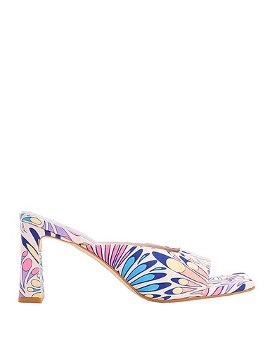 8 by YOOX Sandals PRINTED HIGH-HEEL MULES
 Light pink 100% Polyester