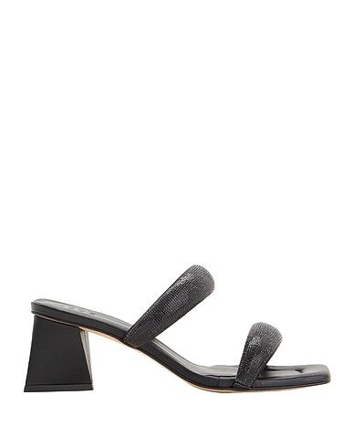 8 by YOOX Sandali RHINESTONE EMBELLISHED STRAP MULES
 Nero 40% Vetro, 30% Lattice, 30% Lycra®