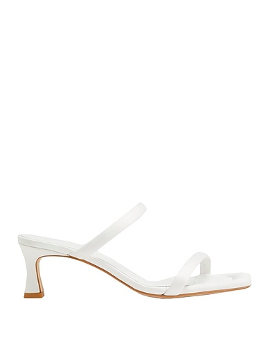 8 by YOOX Sandals LEATHER SQUARE TOE SPOOL-HEEL SANDA
 White 100% Polyester