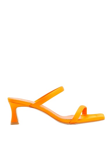 8 by YOOX Sandals LEATHER SQUARE TOE SPOOL-HEEL SANDA
 Orange 100% Polyester