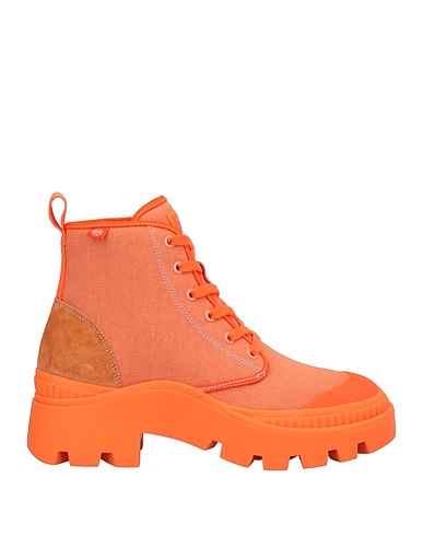 TORY BURCH Stivaletti Arancione Pelle, Fibre tessili