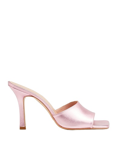 8 by YOOX Sandals LEATHER SQUARE TOE HIGH-HEEL SANDAL
 Rose gold 100% Soft Leather