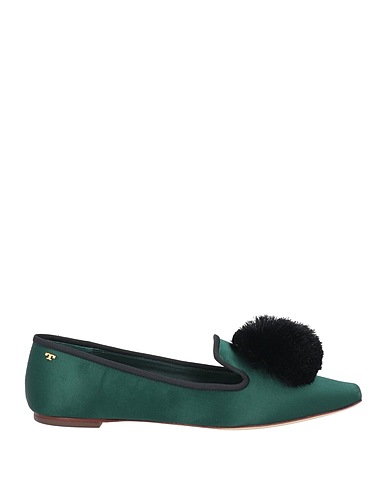 TORY BURCH Loafers Dark green Textile fibres