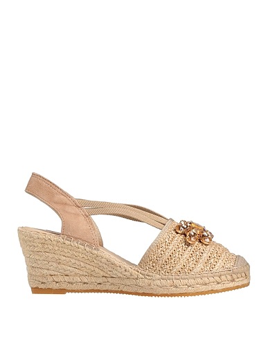 VIDORRETA Espadrilles Beige Leather, Textile fibers