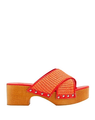 8 by YOOX Mules et sabots Orange 52% Coton, 48% Polyamide, Cuir