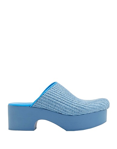 8 by YOOX Mules and clogs Light blue 52% Cotton, 48% Polyamide