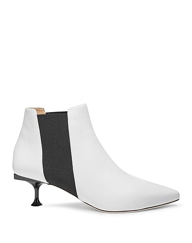 SERGIO ROSSI Ankle boot White Leather, Elastic fibres