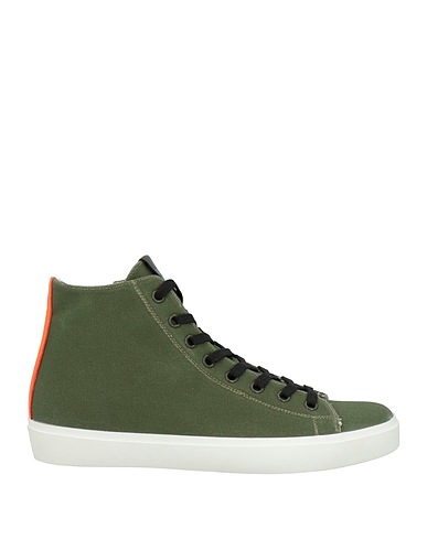 LEATHER CROWN Sneakers Military green Textile fibers, Soft Leather
