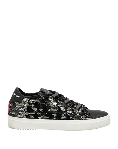 LEATHER CROWN Sneakers Black Soft Leather, Textile fibers