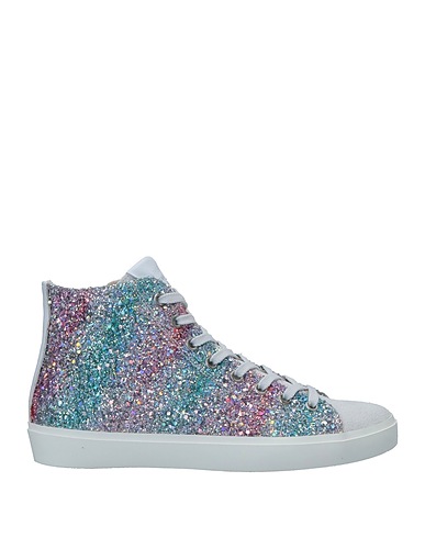 LEATHER CROWN Sneakers Off white Soft Leather, Textile fibres