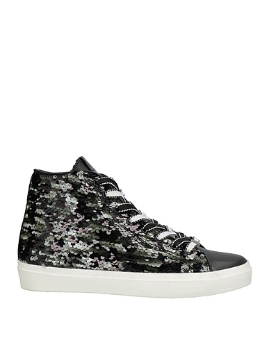 LEATHER CROWN Sneakers Black Calfskin, Textile fibers