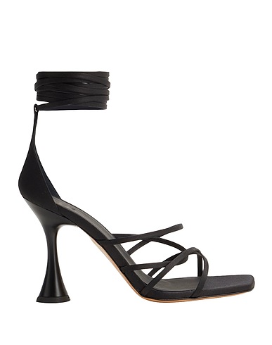 8 by YOOX Sandalen SATIN OVERLONG LACE-UP SANDALS
 Schwarz 100% PES - Polysulfone