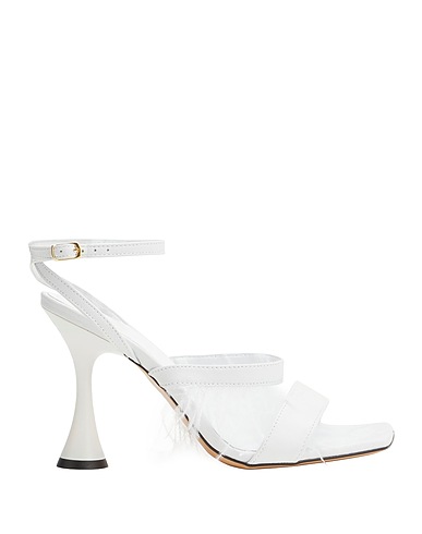 8 by YOOX Sandals LEATHER PADDED SOLE HEELED SANDAL
 White 100% Ovine leather