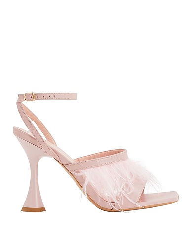8 by YOOX Sandals LEATHER PADDED SOLE HEELED SANDAL
 Light pink 100% Ovine leather