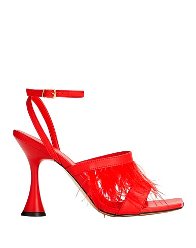 8 by YOOX Sandali LEATHER PADDED SOLE HEELED SANDAL
 Rosso 100% Pelle ovina