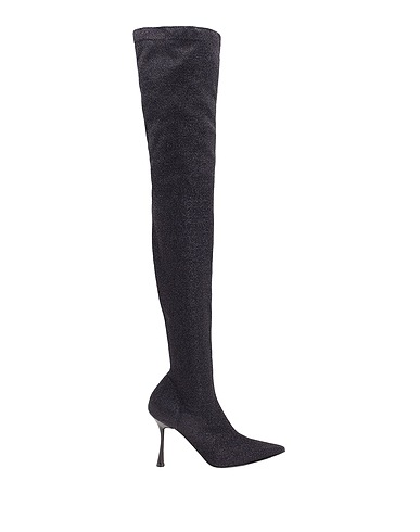 8 by YOOX Stivali STRETCH GLITTER OVER-THE-KNEE BOOTS
 Nero 100% Poliestere