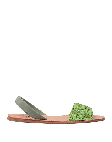 DEL RIO London Sandals Green Textile fibres, Leather