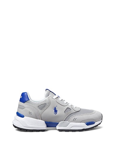 POLO RALPH LAUREN Sneakers Grey Leather, Textile fibers