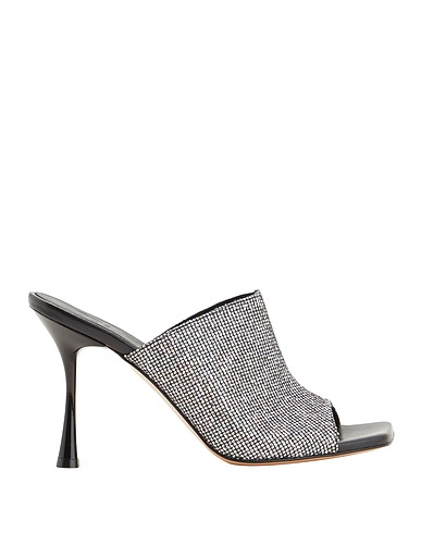 8 by YOOX Sandals RHINESTONE MULE SANDALS
 Silver 57% Polyurethane, 27% Terylene, 13% Polyester, 3% Cotton