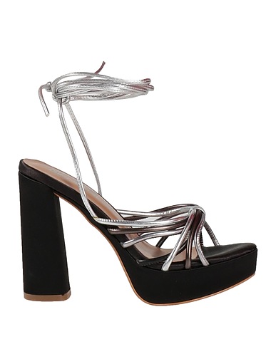 GIANCARLO PAOLI Sandals Silver Textile fibers