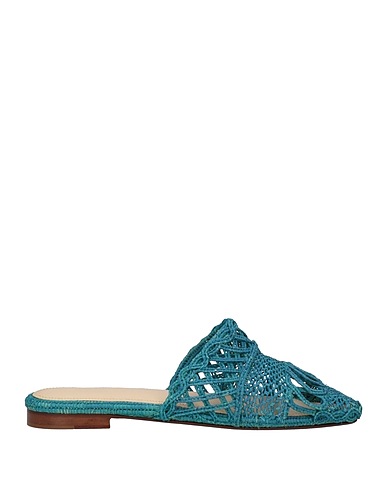 ZYNE Mules and clogs Deep teal Natural raffia