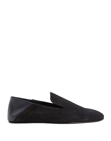 8 by YOOX Loafers SUEDE LEATHER FLAT SLIPPER
 Black 100% Calfskin