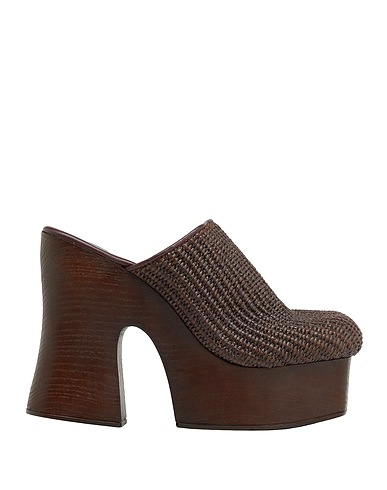 8 by YOOX Mules and clogs Dark brown 52% Cotton, 48% Polyamide