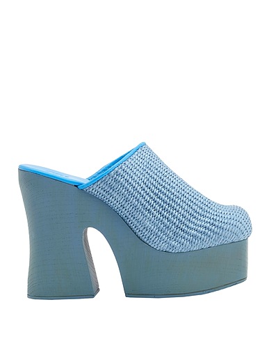 8 by YOOX Mule e zoccoli Blu chiaro 52% Cotone, 48% Poliammide
