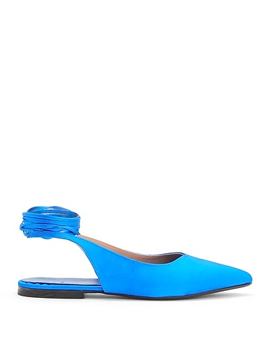 8 by YOOX Ballerine SATIN LACE-UP POINTY BALLET FLATS
 Blu china 50% Cotone, 50% Poliestere