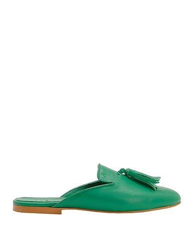 8 by YOOX Mules and clogs LEATHER TASSEL MULES
 Green 100% Ovine leather