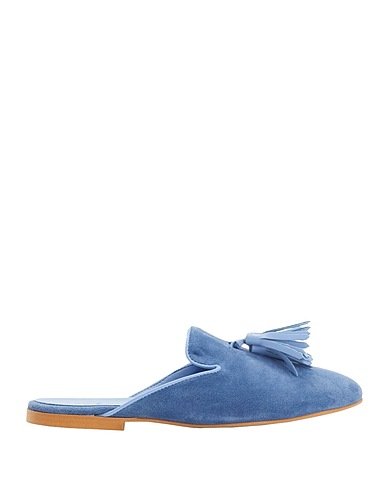 8 by YOOX Mules and clogs SUEDE TASSEL MULES
 Slate blue 100% Calfskin