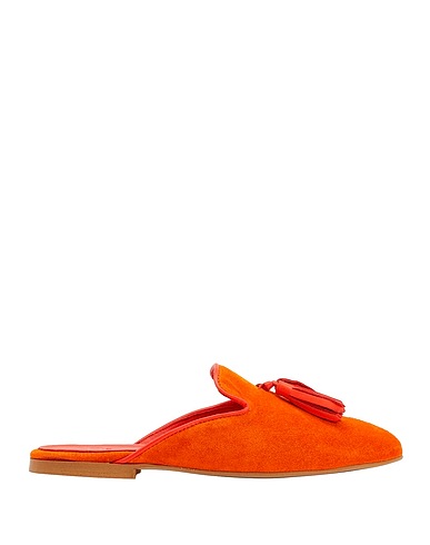 8 by YOOX Mules and clogs SUEDE TASSEL MULES
 Orange 100% Calfskin