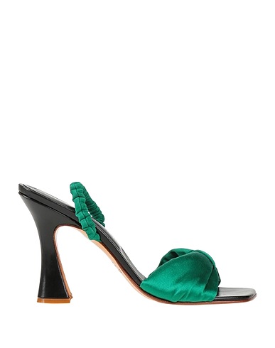 GIANCARLO PAOLI Sandals Emerald green Soft Leather, Textile fibres